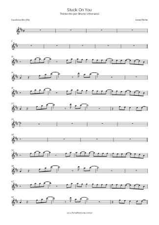 Lionel Richie Stuck On You score for Alto Saxophone