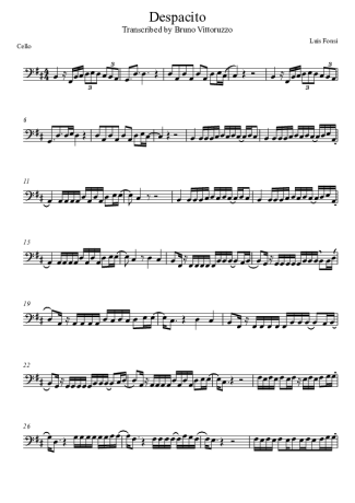 Luis Fonsi Despacito score for Cello