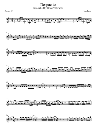 Luis Fonsi  score for Clarinet (C)