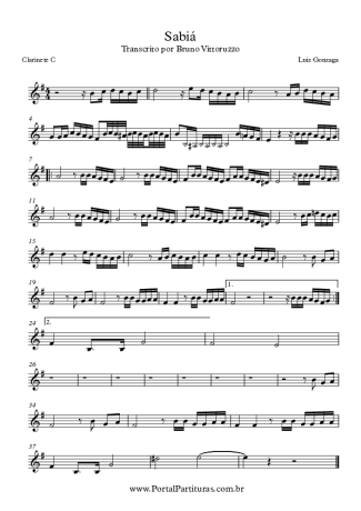 Luiz Gonzaga Sabiá score for Clarinet (C)