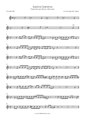 Luiz Gonzaga Súplica Cearense (feat. Fagner) score for Trumpet