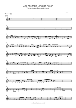 Lulu Santos  score for Clarinet (C)