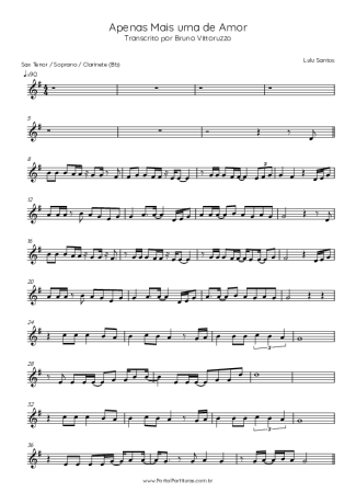 Lulu Santos  score for Tenor Saxophone Soprano (Bb)