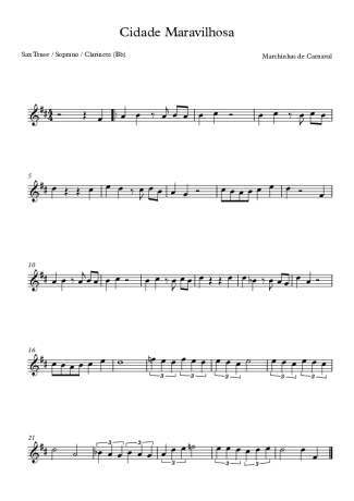 Marchinhas de Carnaval Cidade Maravilhosa score for Tenor Saxophone Soprano (Bb)