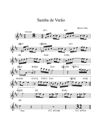 Marcos Valle Samba de Verão score for Alto Saxophone