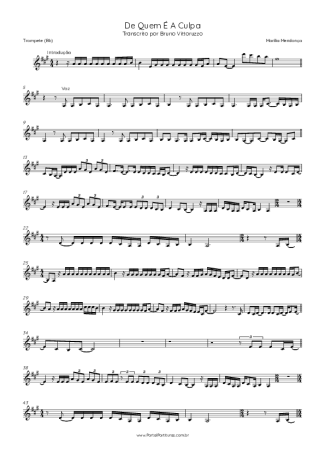 Marília Mendonça De Quem É A Culpa score for Trumpet