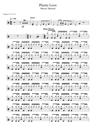 Mariya Takeuchi Plastic Love score for Drums