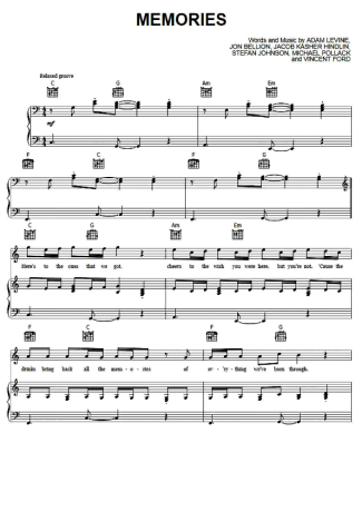 Maroon 5  score for Piano