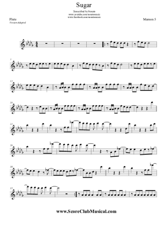 Maroon 5 Sugar score for Flute