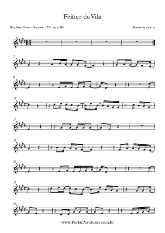 Martinho da Vila  score for Tenor Saxophone Soprano (Bb)