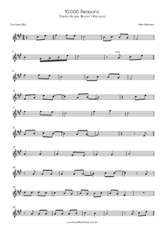 Matt Redman 10000 Reason (Bless The Lord) score for Clarinet (Bb)