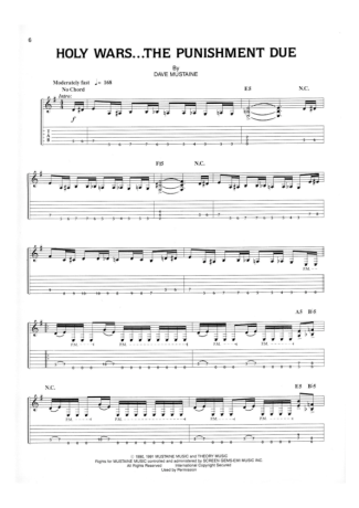 Megadeth Holy Wars....The Punishment Due score for Guitar