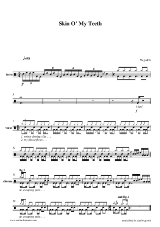 Megadeth  score for Drums