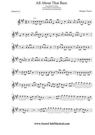 Meghan Trainor  score for Clarinet (C)