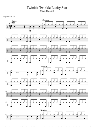 Merle Haggard Twinkle Twinkle Lucky Star score for Drums