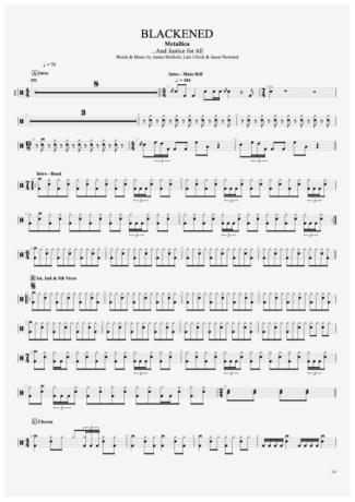 Metallica Blackened score for Drums