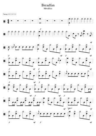 Metallica  score for Drums