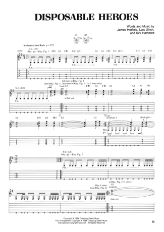 Metallica  score for Guitar