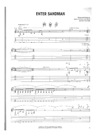 Metallica Enter Sandman score for Guitar