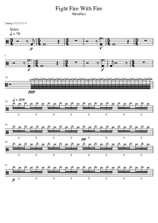 Metallica Fight Fire With Fire score for Drums