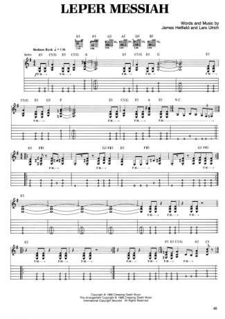 Metallica Leper Messiah score for Guitar