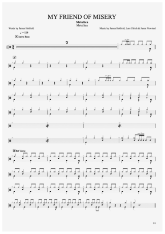 Metallica My Friends Of Misery score for Drums