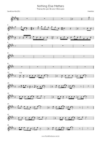 Metallica Nothing Else Matters score for Alto Saxophone