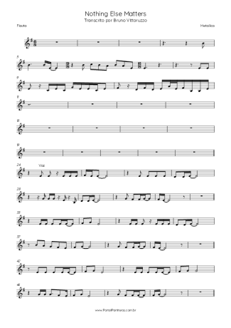 Metallica Nothing Else Matters score for Flute