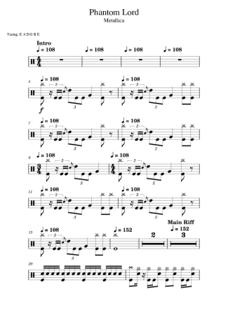 Metallica  score for Drums