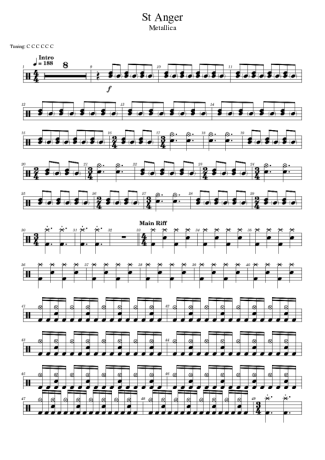Metallica St Anger score for Drums