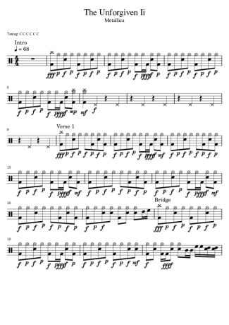 Metallica The Unforgiven II score for Drums