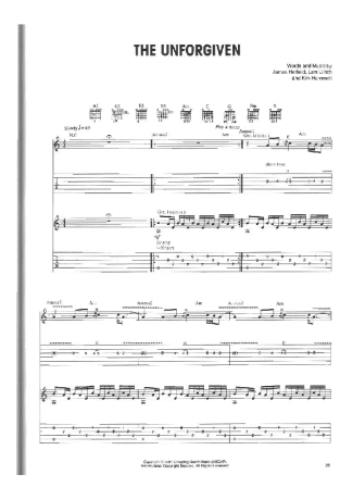 Metallica The Unforgiven score for Guitar