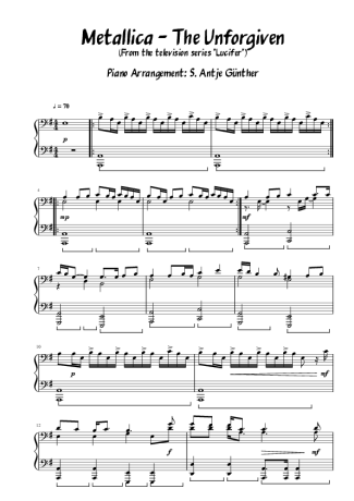 Metallica  score for Piano