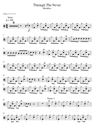 Metallica  score for Drums