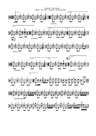 Metallica Until It Sleeps score for Drums