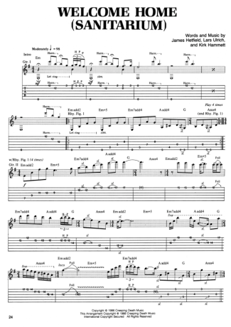 Metallica  score for Guitar