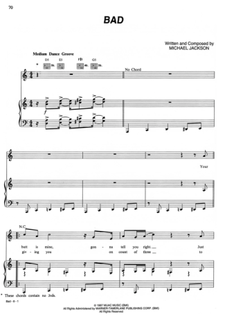 Michael Jackson  score for Piano