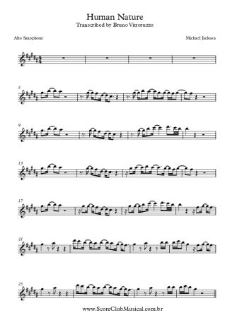 Michael Jackson Human Nature score for Alto Saxophone