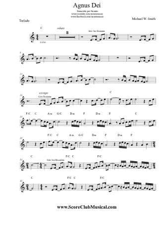 Michael W. Smith Agnus Dei score for Keyboard