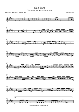 Midian Lima Não Pare score for Clarinet (Bb)