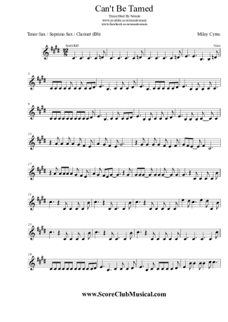 Miley Cyrus  score for Tenor Saxophone Soprano (Bb)