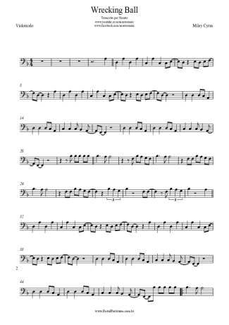 Miley Cyrus Wrecking Ball score for Cello