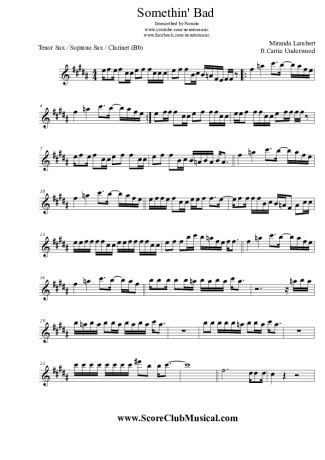 Miranda Lambert  score for Clarinet (Bb)