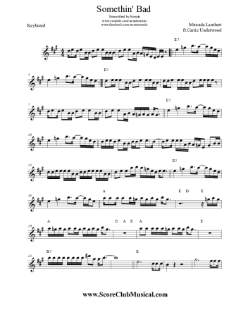 Miranda Lambert Somethin´ Bad score for Keyboard