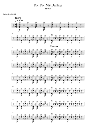 Misfits Die Die My Darling score for Drums