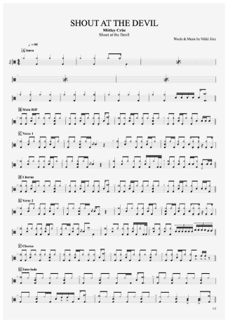 Mötley Crüe  score for Drums