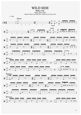 Mötley Crüe  score for Drums