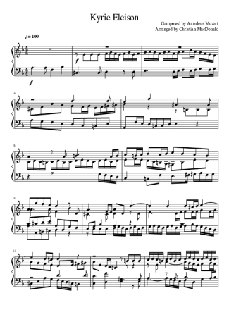 Mozart  score for Piano