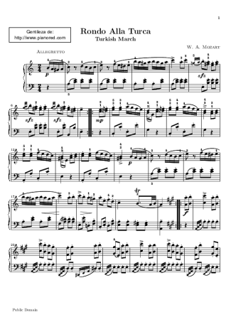 Mozart  score for Piano