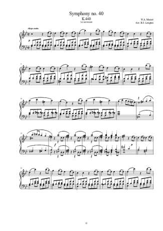 Mozart  score for Piano